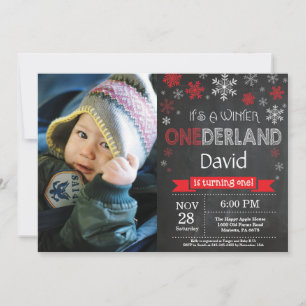 Winter Onederland Boy 1st Birthday Uitnodiging
