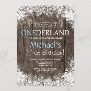 Winter Onederland Boy 1st Birthday Uitnodiging