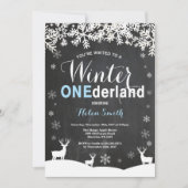 Winter Onederland Boy 1st Birthday Uitnodiging (Voorkant)