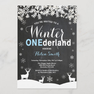 Winter Onederland Boy 1st Birthday Uitnodiging