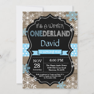 Winter Onederland Boy 1st Birthday Uitnodiging