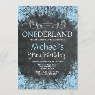 Winter Onederland Boy 1st Birthday Uitnodiging