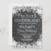 Winter Onederland Boy 1st Birthday Uitnodiging (Voorkant)