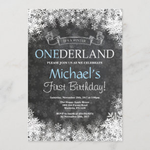 Winter Onederland Boy 1st Birthday Uitnodiging