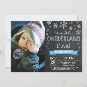 Winter Onederland Boy 1st Birthday Uitnodiging