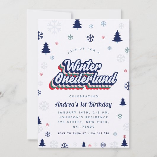 Winter Onederland Boy 1st Birthday Uitnodiging (Voorkant)