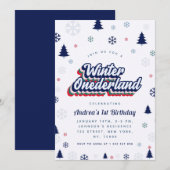 Winter Onederland Boy 1st Birthday Uitnodiging (Voorkant / Achterkant)