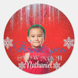 Winter ONEderland Boy Birthday Classic Round Stick Ronde Sticker