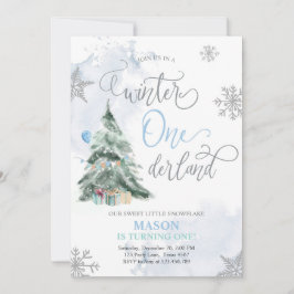 Winter Onederland Boy Blue Winter 1st verjaardag Kaart