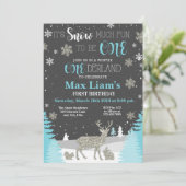 Winter ONEderland Boy First Birthday Kaart (Staand voorkant)