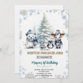 Winter Onederland boy invitation Kaart (Voorkant / Achterkant)