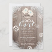 Winter Onederland Boy's 1st Birthday Invitation Kaart (Voorkant)