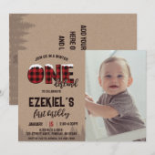 Winter ONEderland Buffalo Play Birthday Foto Kaart (Voorkant / Achterkant)