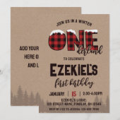 Winter ONEderland Buffalo Play Birthday Party Kaart (Voorkant / Achterkant)