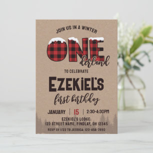 Winter ONEderland Buffalo Play Birthday Party Kaart