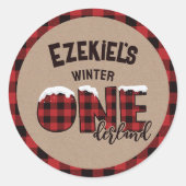Winter ONEderland Buffalo Play Birthday Ronde Sticker (Voorkant)