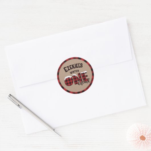 Winter ONEderland Buffalo Play Birthday Ronde Sticker (Envelop)