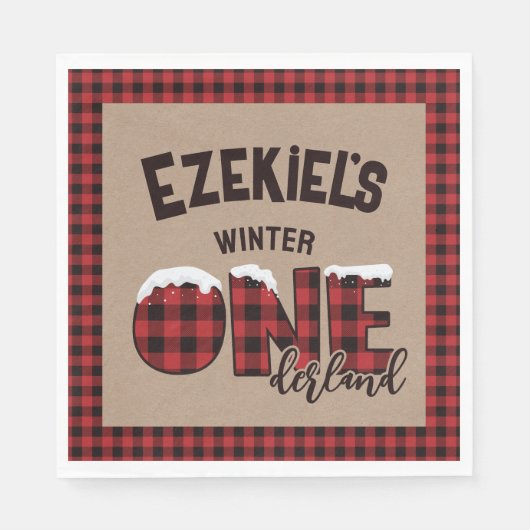 Winter ONEderland Buffalo Play Happy Birthday Servet (Voorkant)