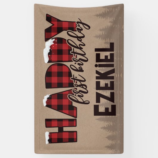 Winter ONEderland Buffalo Play Happy Birthday Spandoek (Verticaal)