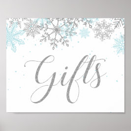 Winter Onederland Cadeaus Blauw Zilver Sneeuwvlok Poster