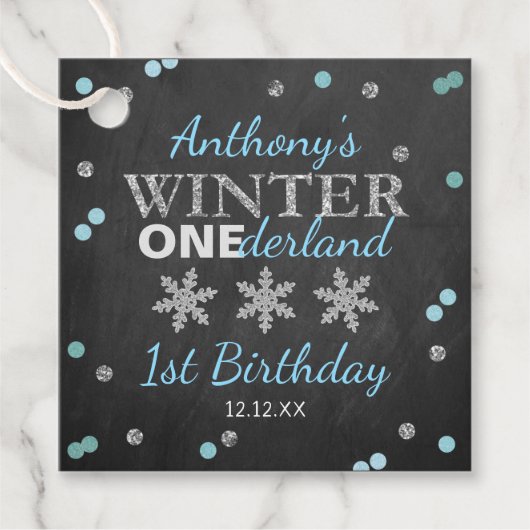 Winter ONEderland Chalkboard 1st verjaardag Bedankjes Labels (Voorkant)