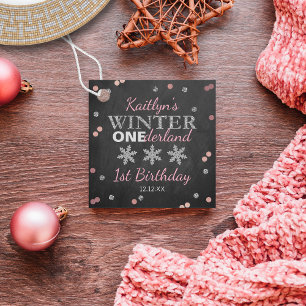 Winter ONEderland Chalkboard 1st verjaardag Bedankjes Labels