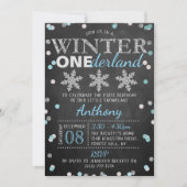 Winter ONEderland Chalkboard 1st verjaardag Kaart (Voorkant)