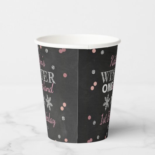 Winter ONEderland Chalkboard 1st verjaardag Papieren Bekers (Rechts)