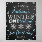 Winter ONEderland Chalkboard 1st verjaardag Poster (Voorkant)