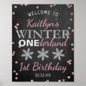 Winter ONEderland Chalkboard 1st verjaardag Poster (Voorkant)