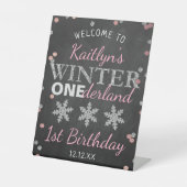 Winter ONEderland Chalkboard 1st verjaardag Reclamebord Met Voetstuk (Voorkant)