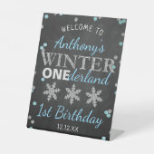 Winter ONEderland Chalkboard 1st verjaardag Reclamebord Met Voetstuk (Voorkant)