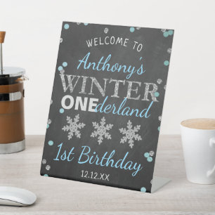 Winter ONEderland Chalkboard 1st verjaardag Reclamebord Met Voetstuk
