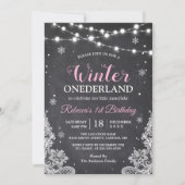 Winter ONEderland Chalkboard Baby eerste verjaarda Kaart (Voorkant)