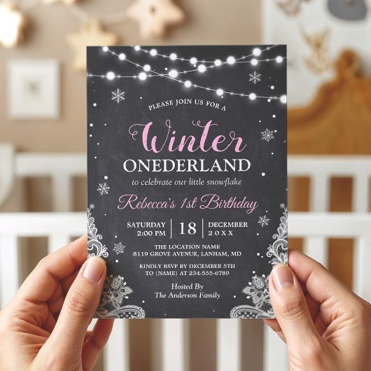 Winter ONEderland Chalkboard Baby eerste verjaarda Kaart