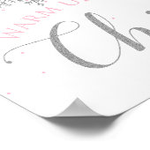 Winter Onederland Chili Bar roze zilversneeuwvlokk Poster (Hoek)