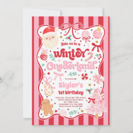 Winter Onederland Christmas Coquette Bow Birthday Kaart