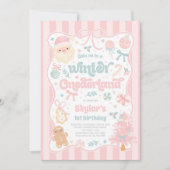 Winter Onederland Christmas Coquette Bow Birthday Kaart (Voorkant)