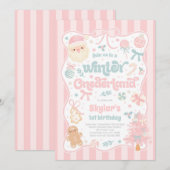 Winter Onederland Christmas Coquette Bow Birthday Kaart (Voorkant / Achterkant)