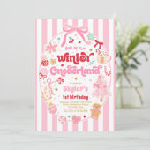 Winter Onederland Christmas Coquette Bow Birthday Kaart (Staand voorkant)