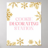 Winter Onederland Cookie Decorating Pink Gold Poster (Voorkant)