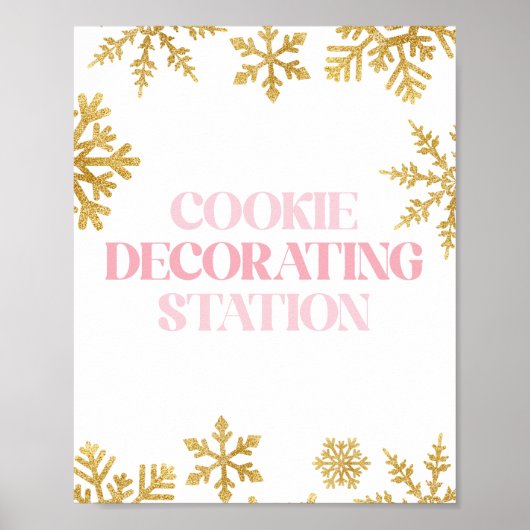 Winter Onederland Cookie Versieren Roze Goud Poster (Voorkant)