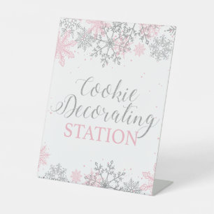 Winter Onederland Cookie Versierstation Reclamebord Met Voetstuk
