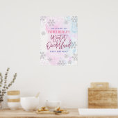 Winter Onederland Custom First Birthday Snowflake Poster (Keuken)