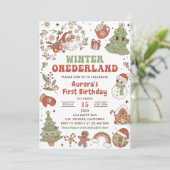 Winter Onederland Cute Groovy Sinterklaas Verjaard Kaart (Staand voorkant)