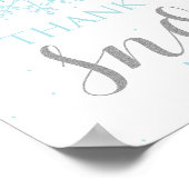 Winter Onederland Dank je blauwe zilversneeuwvlok Poster (Hoek)