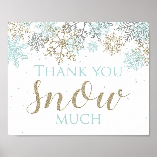 Winter Onederland Dank je snow veel bord Poster (Voorkant)