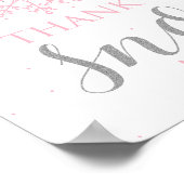 Winter Onederland Dank u roze zilveren sneeuwvlok Poster (Hoek)