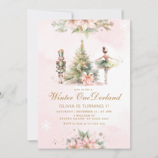 Winter Onederland de Notenkraker 1e verjaardag Kaart (Voorkant)