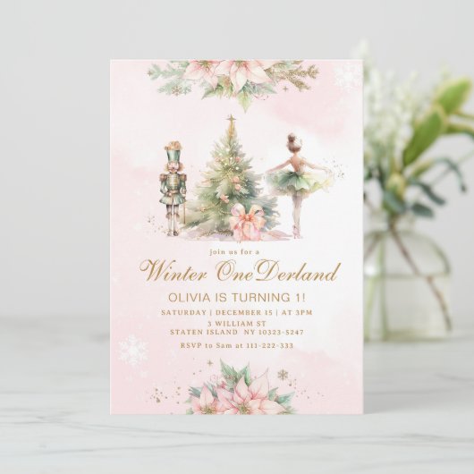 Winter Onederland de Notenkraker 1e verjaardag Kaart (Staand voorkant)